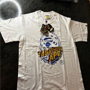 Bape White Short Sleeve Tee with Graphic Design